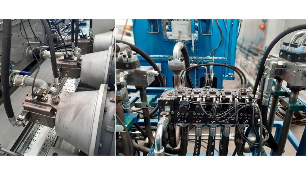 Nuevo Sistema Hidráulico Faccin: A izq., bomba de pistones con control de carga sensible (load sensing) y control de potencia. A dcha... Nuevo Sistema Hidráulico Faccin: A izq., bomba de pistones con control de carga sensible (load sensing) y control de potencia. A dcha...